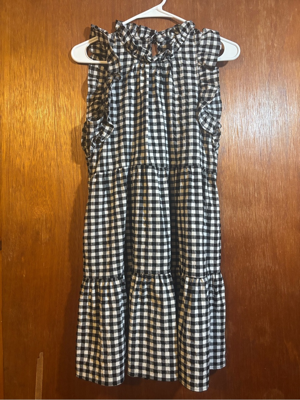 Maeve Black and White Gingham Ruffle Tiered Dress